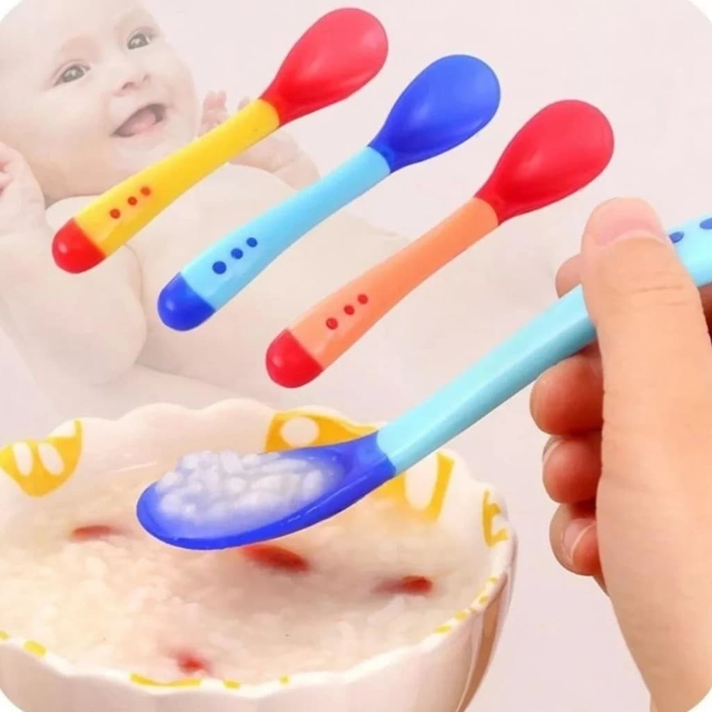 Kit 3 Colheres Infantis Termossensíveis Silicone Coloridas