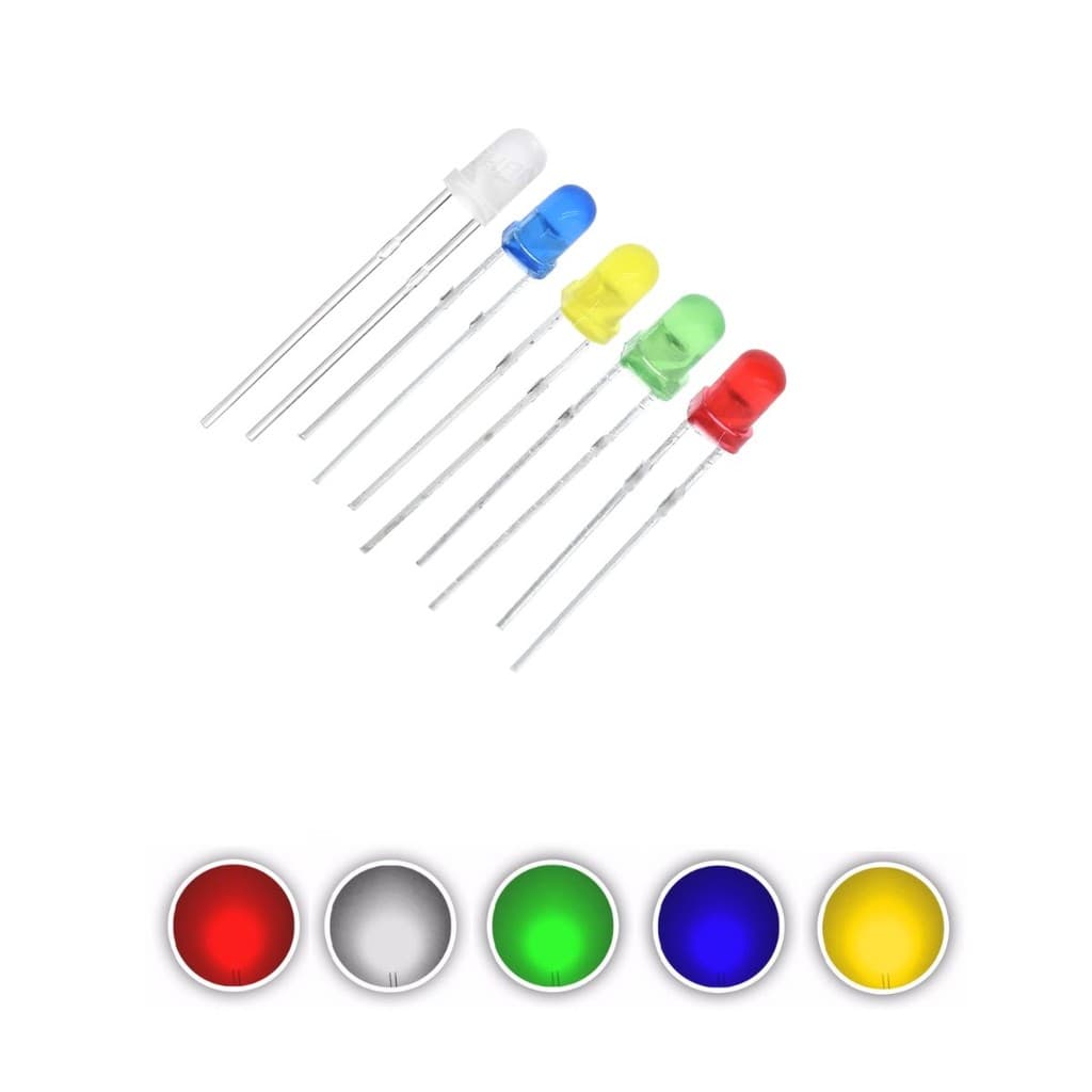 Kit LED 3mm Difuso Colorido – 50 Unidades Variadas para Arduino Projetos