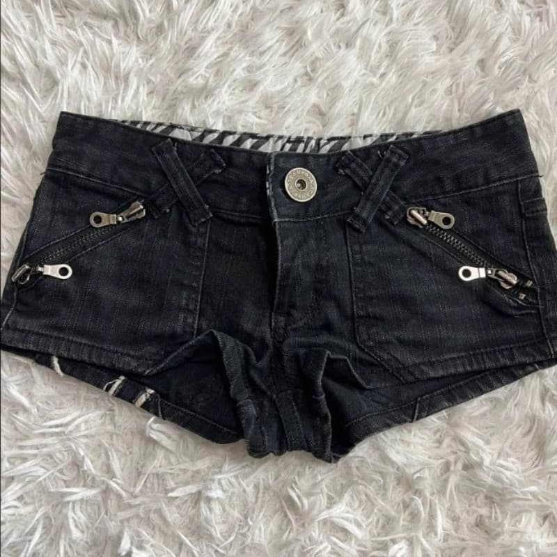 Hip Hop Moda Roupas De Rua Impressão Gráfica Estilo Feminino Preto Ins Y2k Shorts Jeans Finos