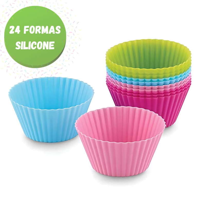 Kit 24 Forminhas Assadeira para Bolinho em Silicone