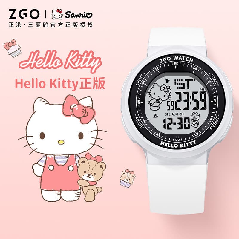 Sanrio Joint Multi-função relógio estudantes do ensino médio cronógrafo luminoso esportes relógio eletrônico presente de