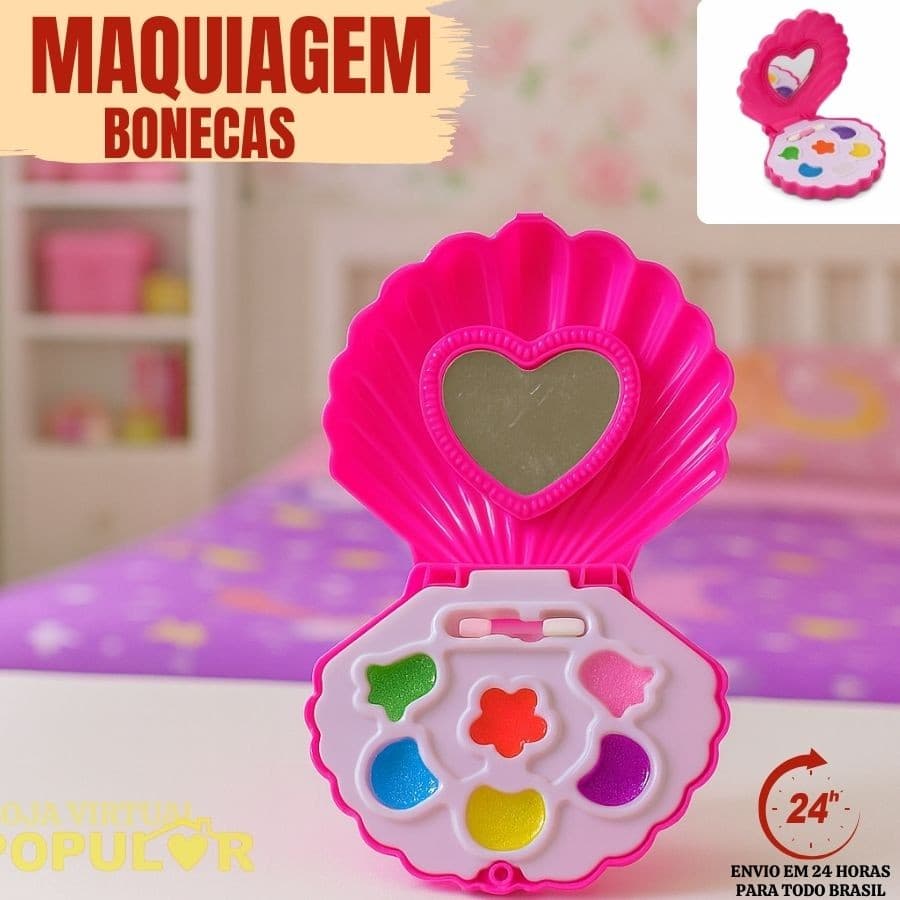 Maquiagem Infantil Para Bonecas Concha Sereia Lindo Presente Para Meninas
