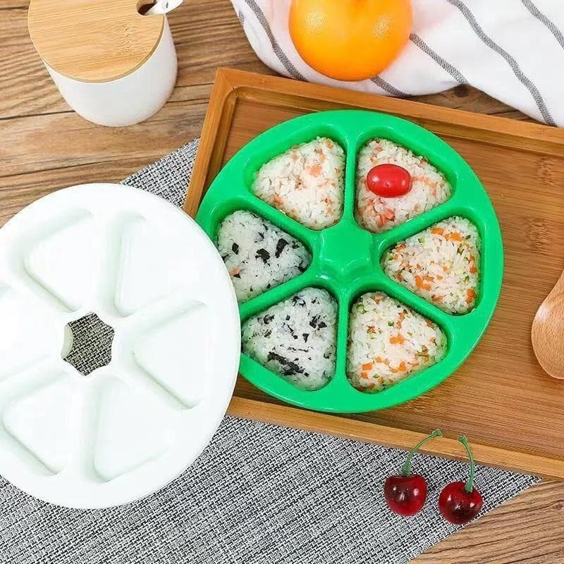 Modelador de Onigiri Triângulo com 6 Compartimentos, Molde Multifuncional para Arroz, Bolo e Vela DIY