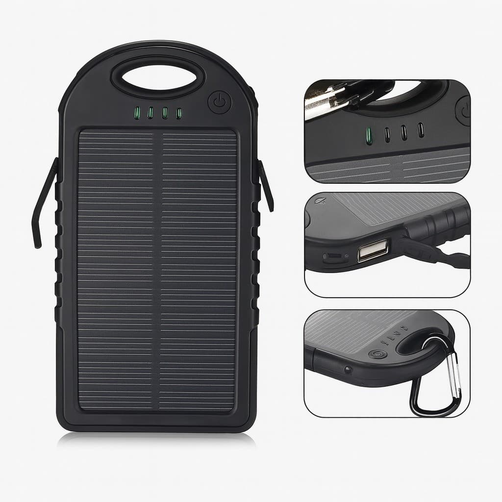 Power Bank Solar Carregador Portátil Bateria Externa Celular USB Viagem Trilha Pesca Emergência