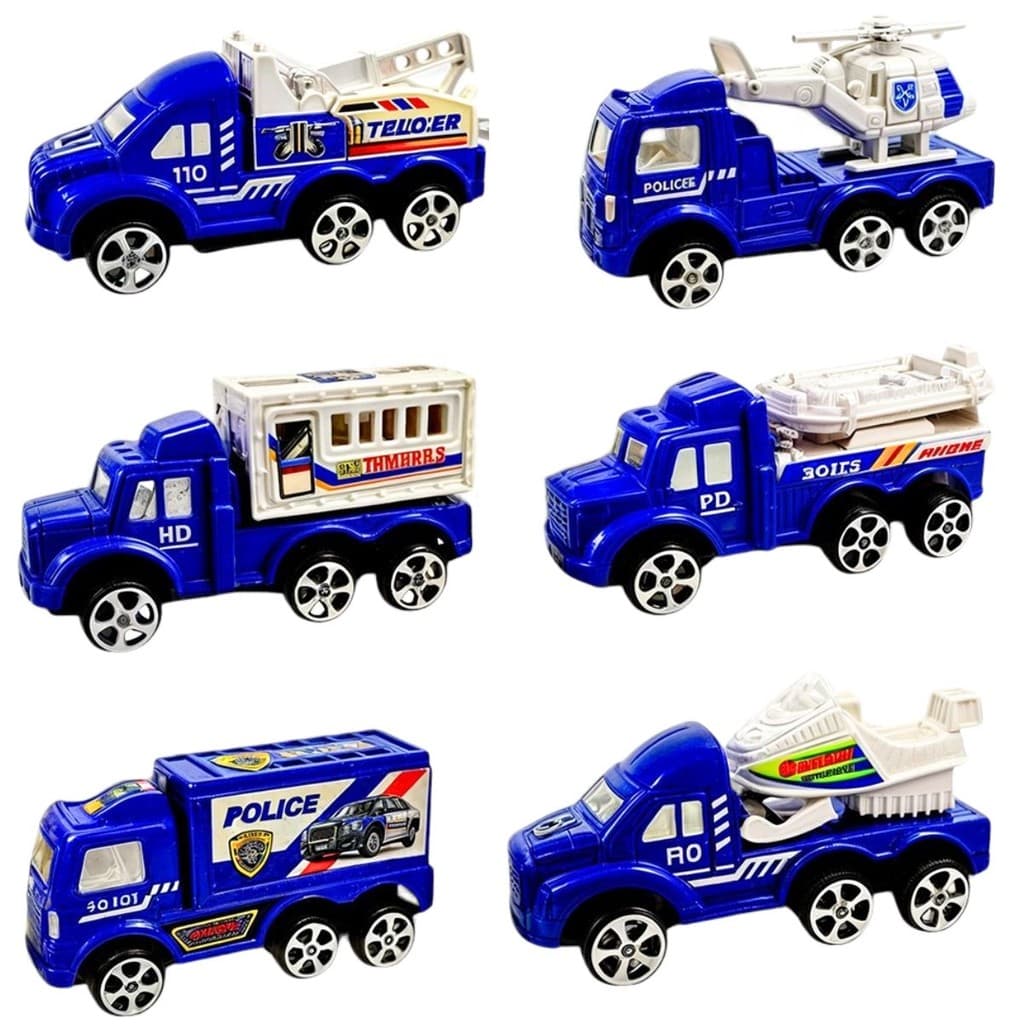 Brinquedo kit 6 Caminhões Polícia Viatura movido à fricção