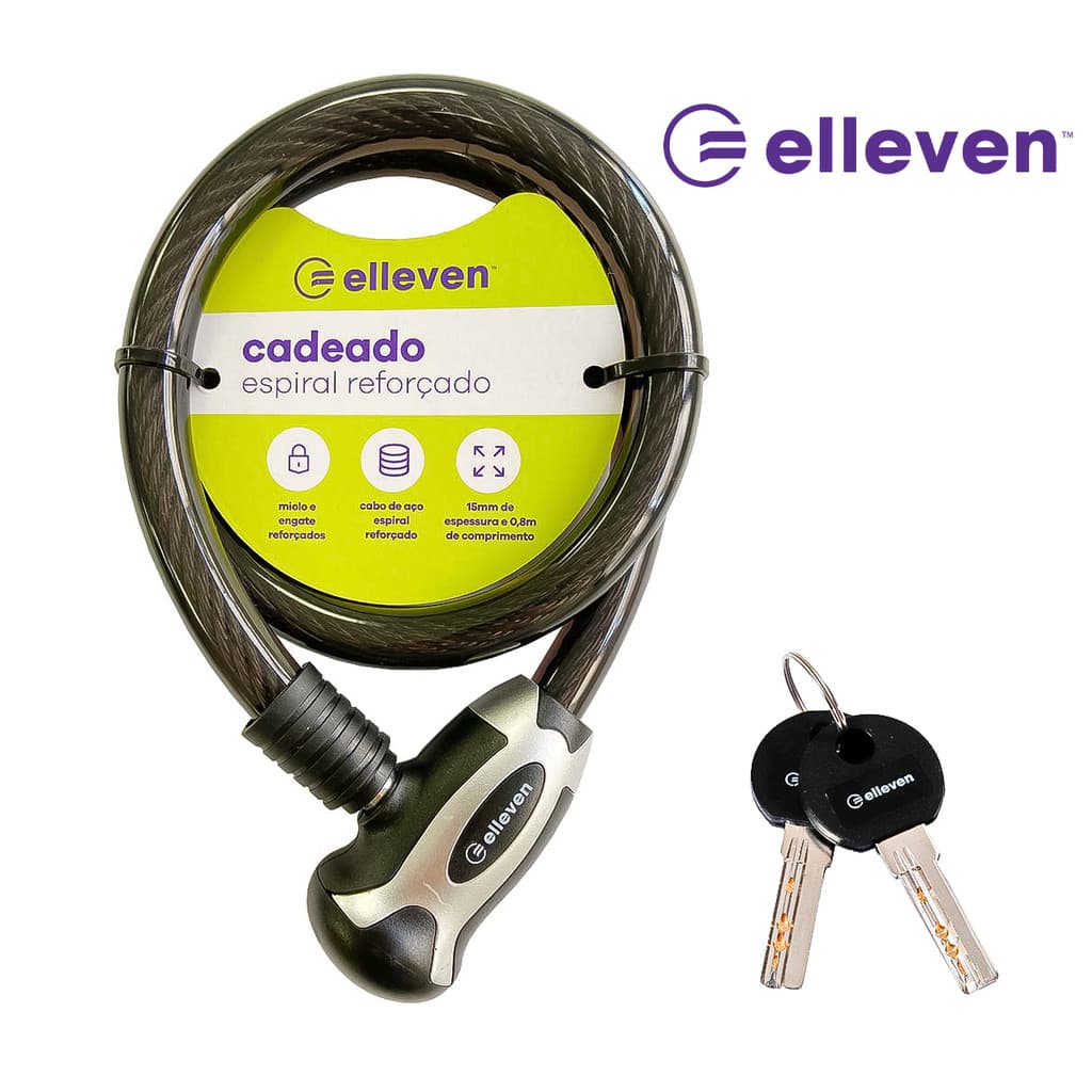 Cadeado Tranca Trava Grosso Espiral 80cm x 15mm para Bike e Moto