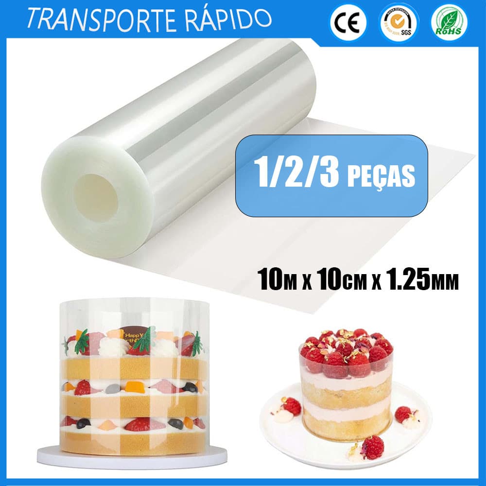 10/20/30M Transparente Rolo Acetato Bolo 10cm de altura Para Confeitaria e Artesanato em Geral