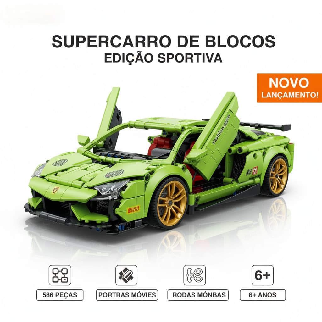 Carro de Corrida 2 em 1 Bloco de Montar Pull Back Compatível com Lego Presente Criança 6+ Anos