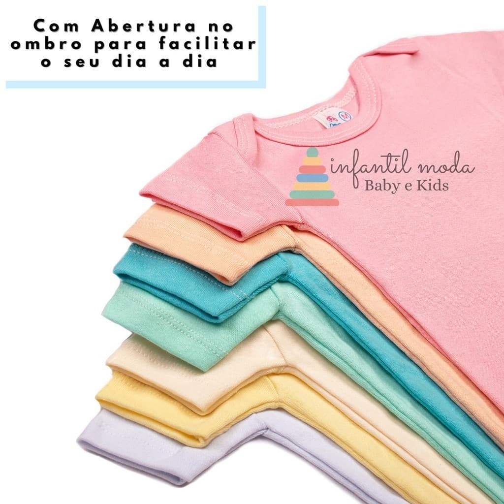 Kit Com 5 Body Manga Curta para bebê Malha Canelada de Alta Qualidade