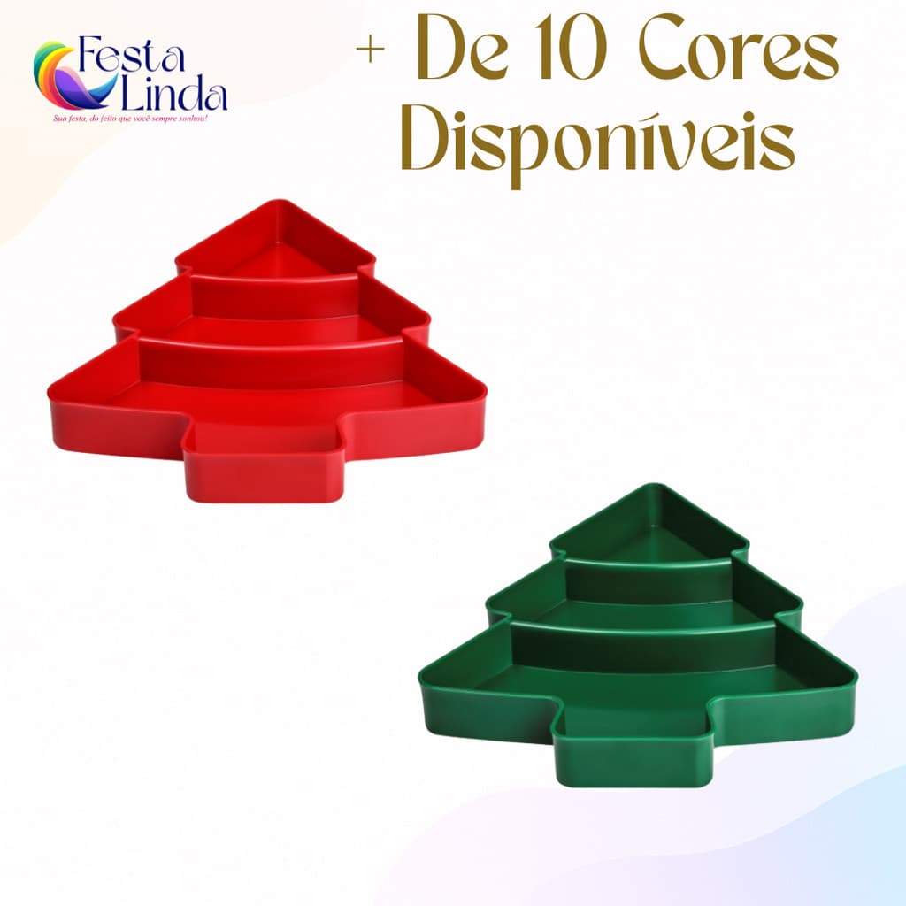 Kit 2 Unidades Bandeja Petisqueira Natal - Árvore de Natal Diversas Cores