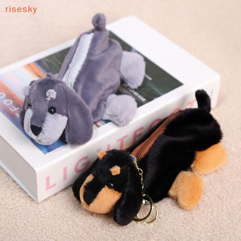 [risesky] Bonito Desenho Animado Salsicha Cachorro Bolsa De Moedas De Pelúcia Chaveiro Kawaii Carteira Engraçada Armazen