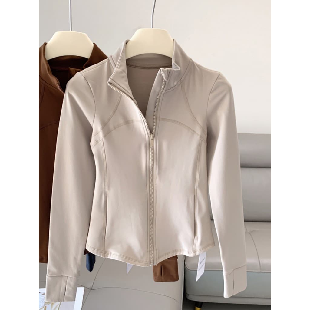 Top esportivo feminino engrossado fino-ajuste Yoga Wear manga comprida zíper jaqueta de corrida inverno jaqueta de Fitne