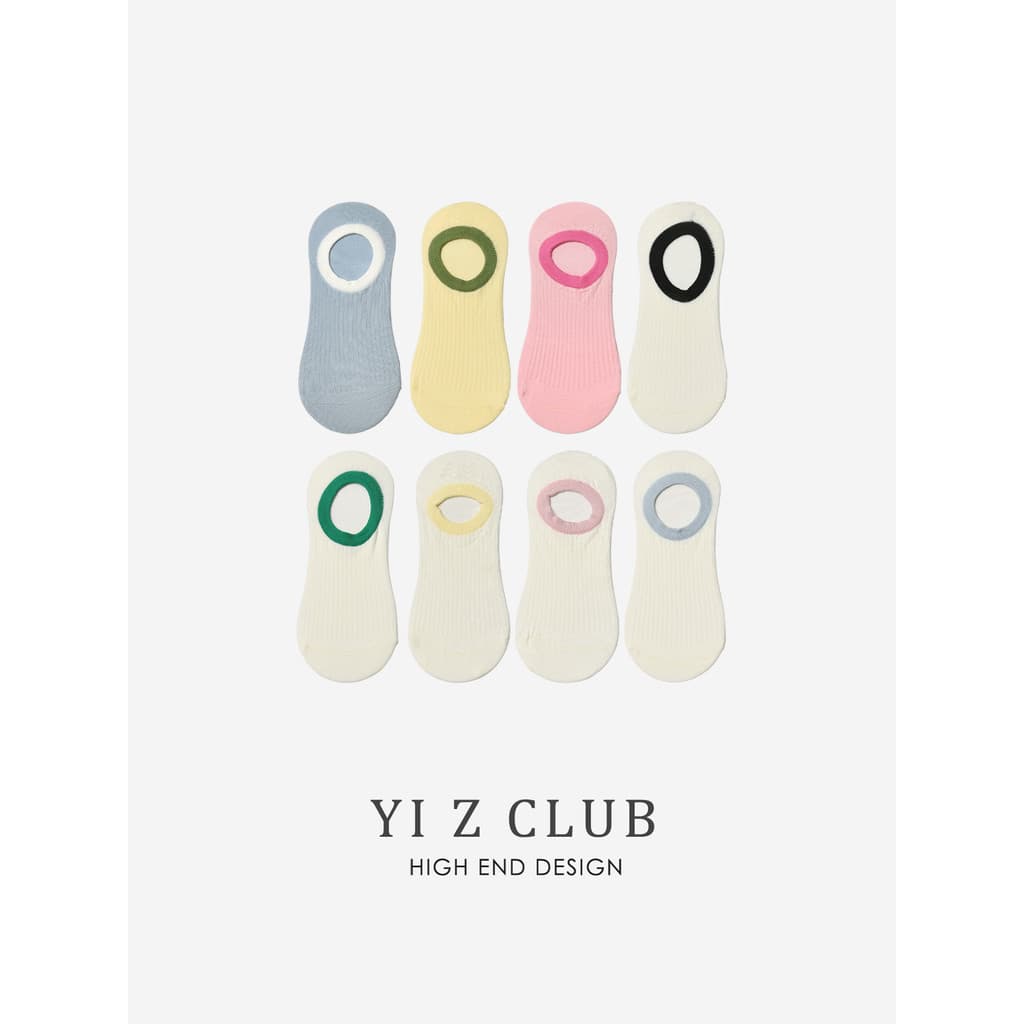 Yi Z CLUB respirável contraste cor boca rasa invisível Ped meias finas meias curtas antiderrapante antiderrapante salto