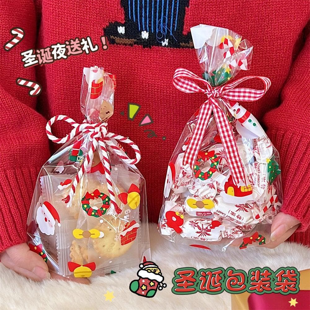 Saco de embalagem de natal véspera de natal saco de embalagem de maçã transparente de decoração de doces casal saco