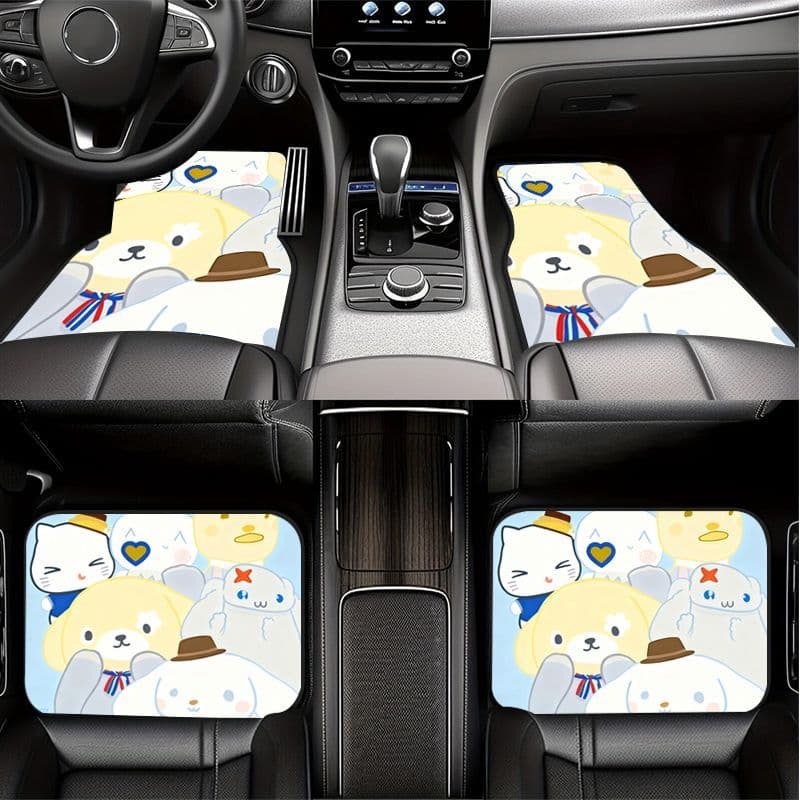 Animal bonito dos desenhos animados Universal carro pé almofada conjunto de 4 peças com cão bonito bonito gato padrão fr