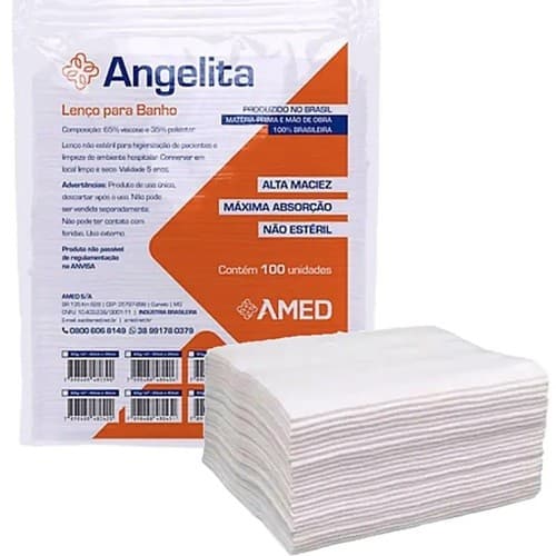 Lenço para Banho Angelita 30cm x 35cm com 100 unidades