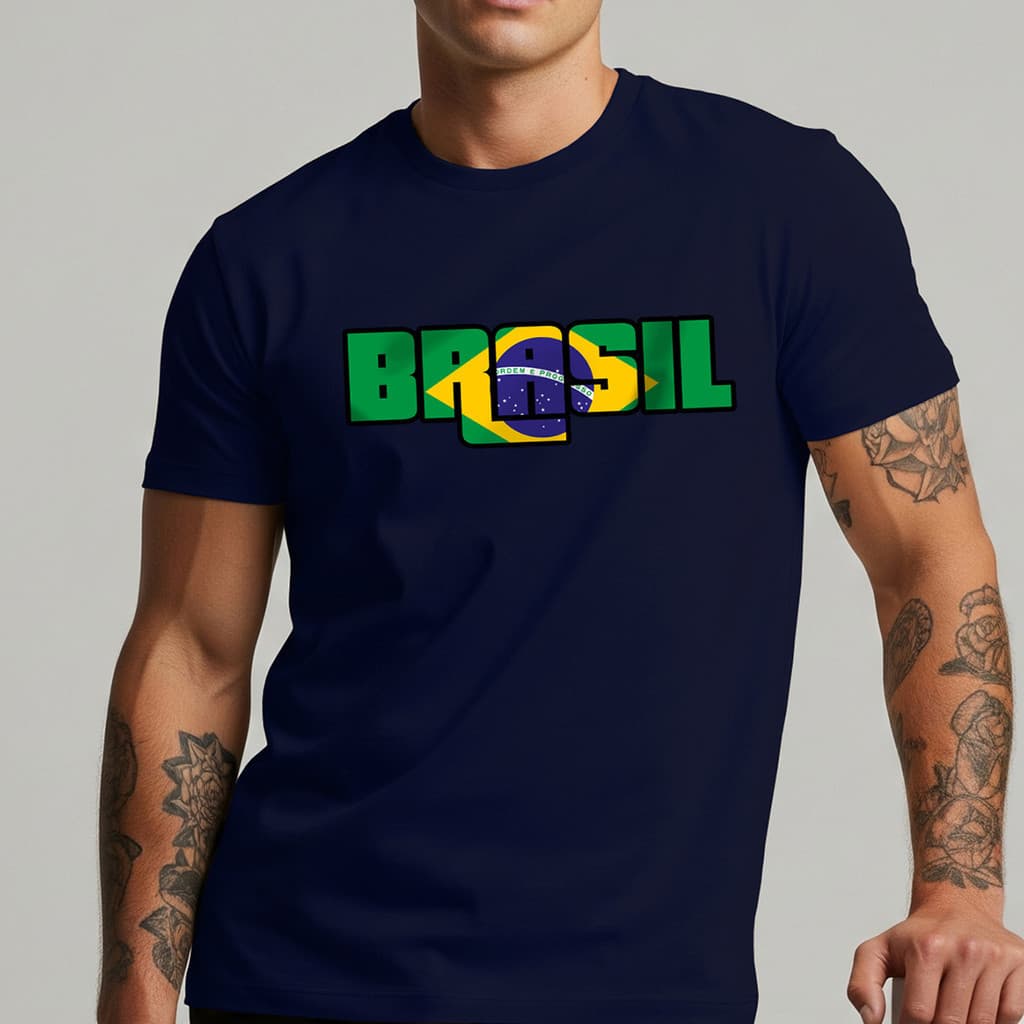 Camiseta Brasil Masculina Básica Torcida Copa 100% Algodão Premium