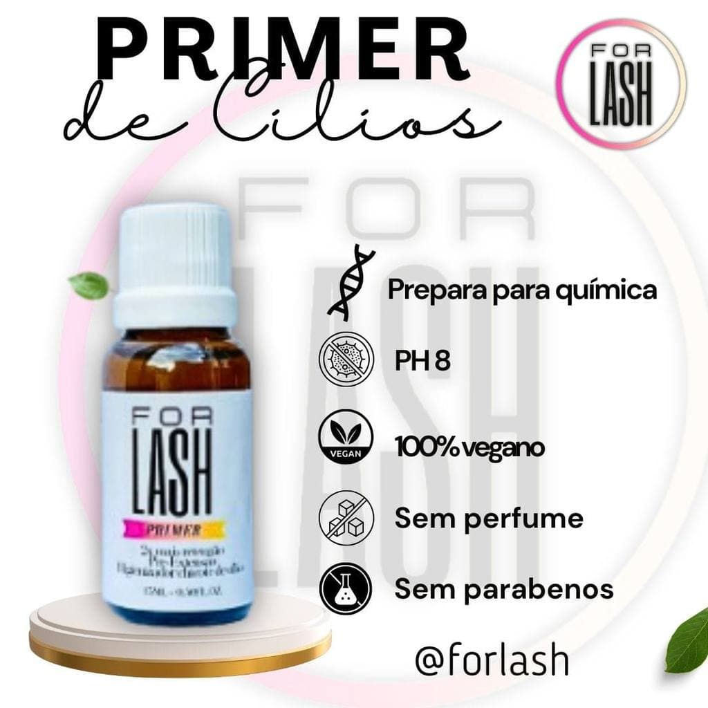 Primer Preparador para Extensão de Cílios, Lash Lifting  ( 2x + Retenção) - Linha For Lash