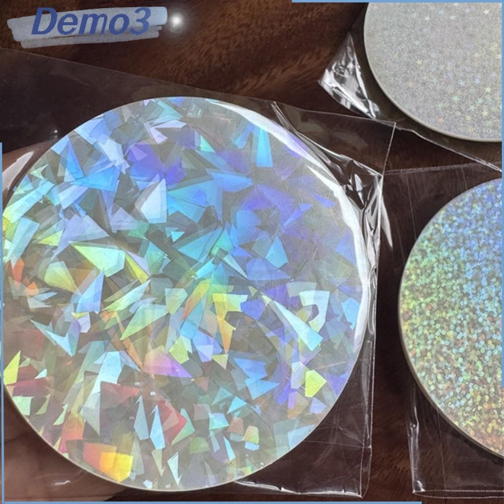 100 Unidades De Capas De Crachá De Filme Laser , Transparente Com Padrão De Estrela Redonda , PVC
