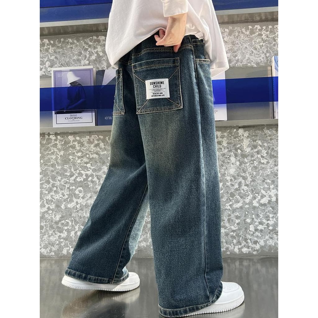 Crianças crianças roupas meninos roupas de outono calças de perna larga 2026 novo estilo primavera outono estilo médio g