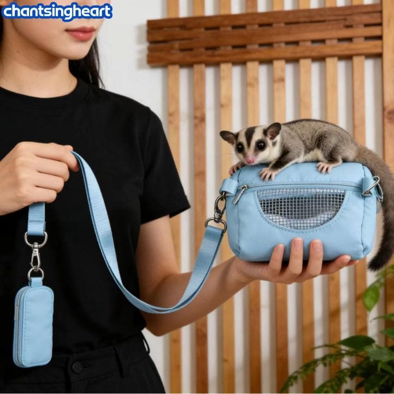 CHANT Pet Hamster Gaiola Crossbody Sacos Cilindro Design Prático Casa Viagem Portátil Esquilo Malha Visível Saco Acessór