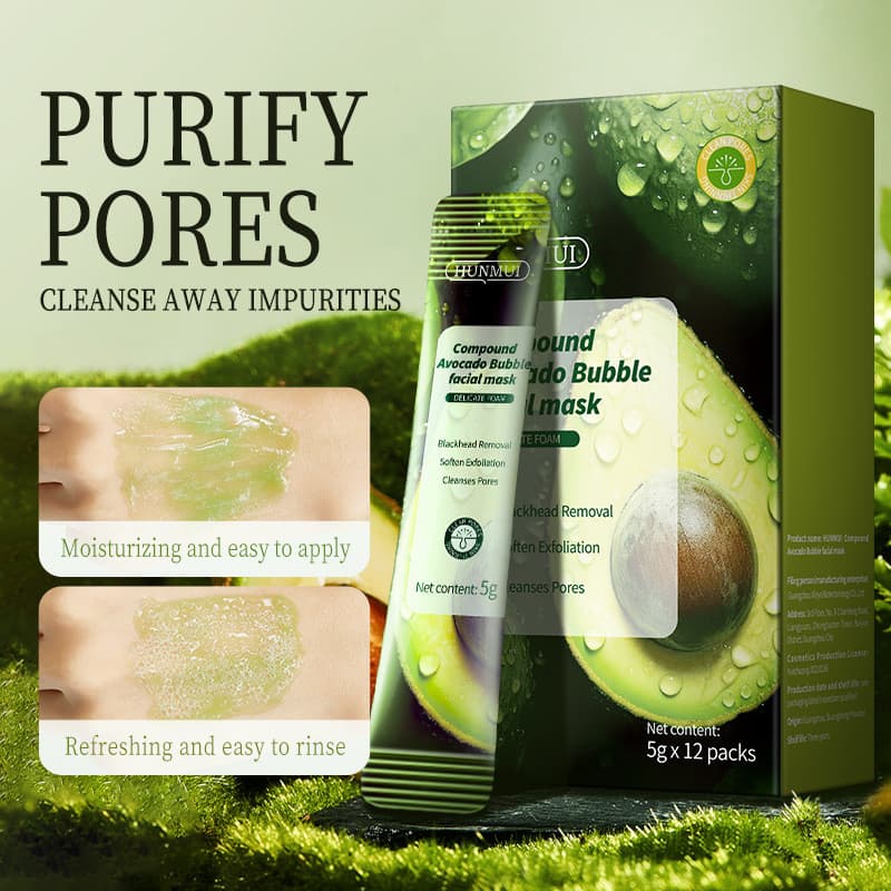 Han Lun Meiyu Ácido Composto Abacate Bolha Máscara Autoespumante Encolher Poros Esfoliante