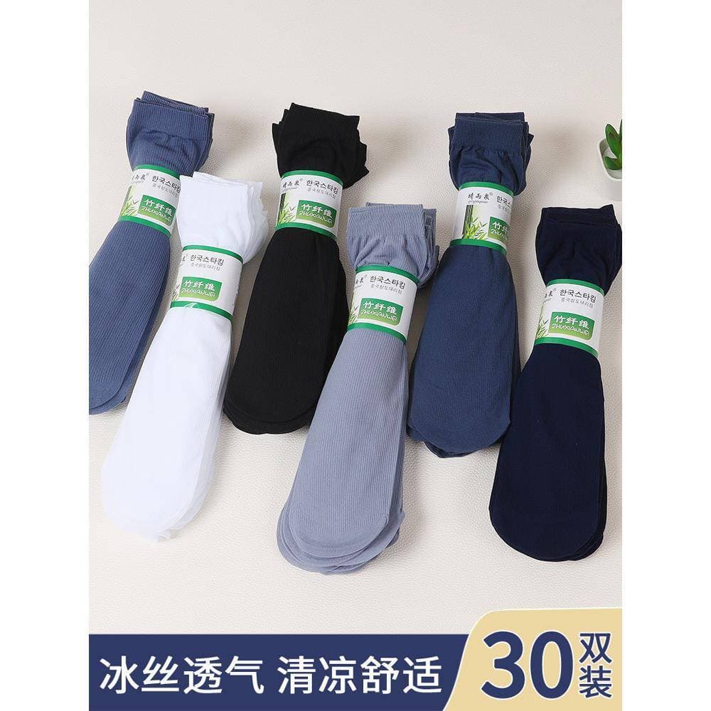 30 pares Zhu e meias masculinas verão desodorante gelo seda Mid-Tube verão estilo Ultra-fino suor @-