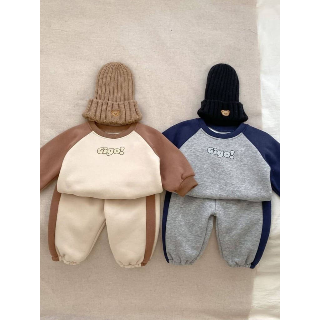 Início da primavera outono inverno estilo bebê menino menina Casual terno estilo ocidental bebê carta velo quente pulôve