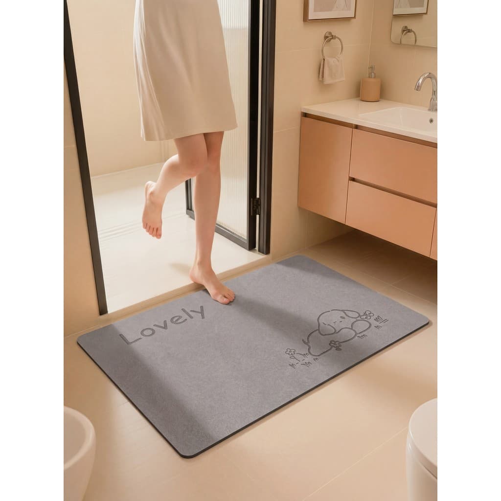 Tapete de chão do banheiro 2026 novo estilo toalete absorver água antiderrapante anti-queda chuveiro engrossado porta do