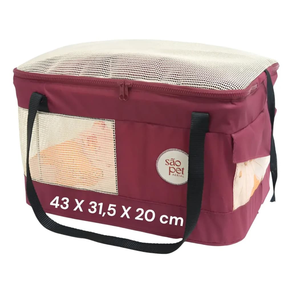 Bolsa Transporte Azul Aerial Pet Cachorros Cães Gatos Azul Cor Vinho
