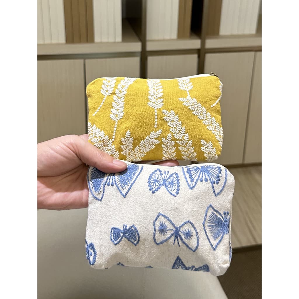 Porta-cartões bordado de tecido feito à mão, bolsa de armazenamento para mudança, bolsa portátil, grande capacidade, bat