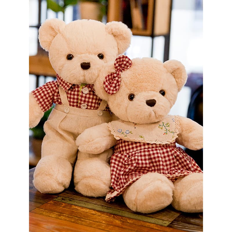 Retro urso de pelúcia boneca urso de pelúcia casal imprensa cama boneca presente casamento dar menina abraço urso sala c