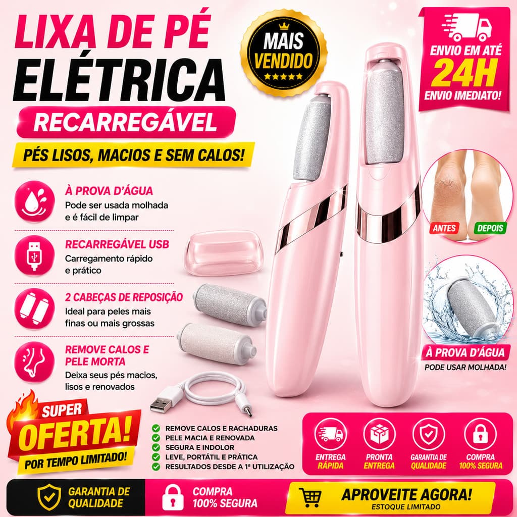 Lixa de Pé Elétrica Recarregável Bivolt