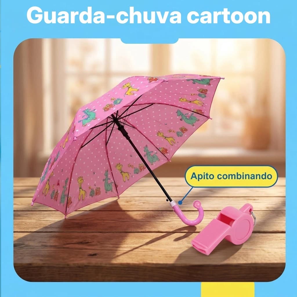 Guarda Chuva Infantil Criança Automático Reforçado Proteção Sol UV Estampada
