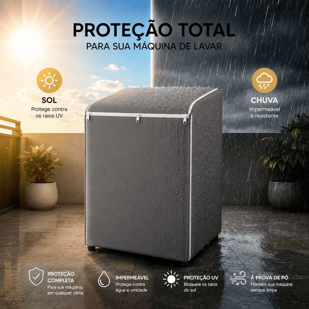 Capa Para Máquina De Lavar Com Proteção Total Premium