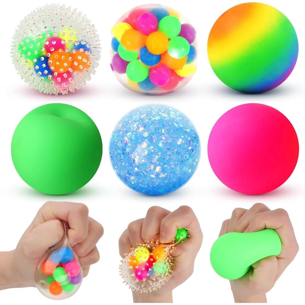 6SetSquishySensoryStressSqueezingBallsfors:BestCalmingTooltoRelieveAnxiety,VentMoodandImproveFocus,EasterBasketStuffersf
