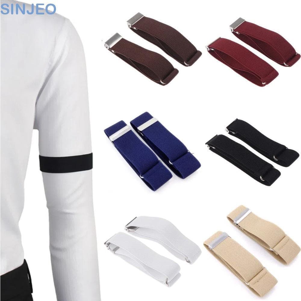 SINJEO 3 Pares De Manga De Braçadeira De Camisa , Suporte De Punho Elástico Antiderrapante Ajustável , Faixa Elástica