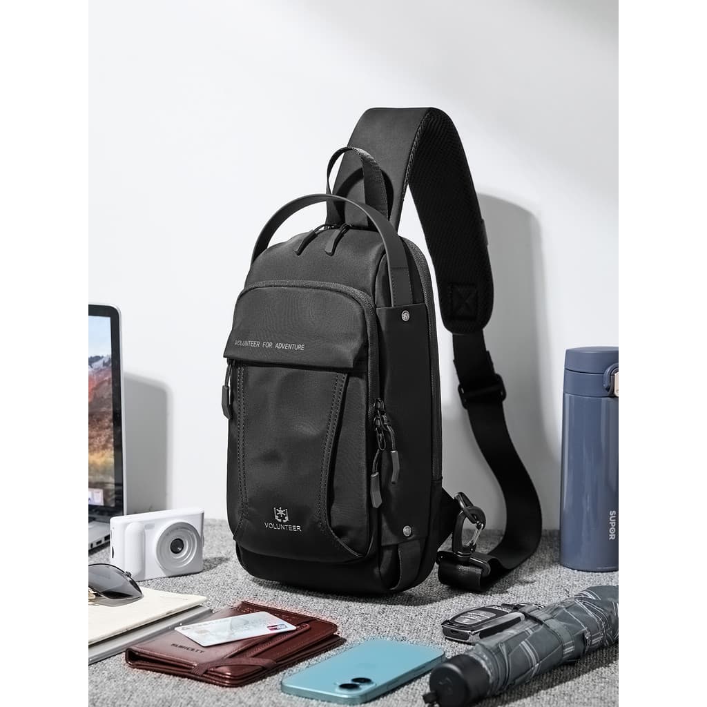 Bolsa mensageiro leve masculina voluntária, bolsa diária para viagem ao ar livre, mochila pequena à prova d'água, bolsa
