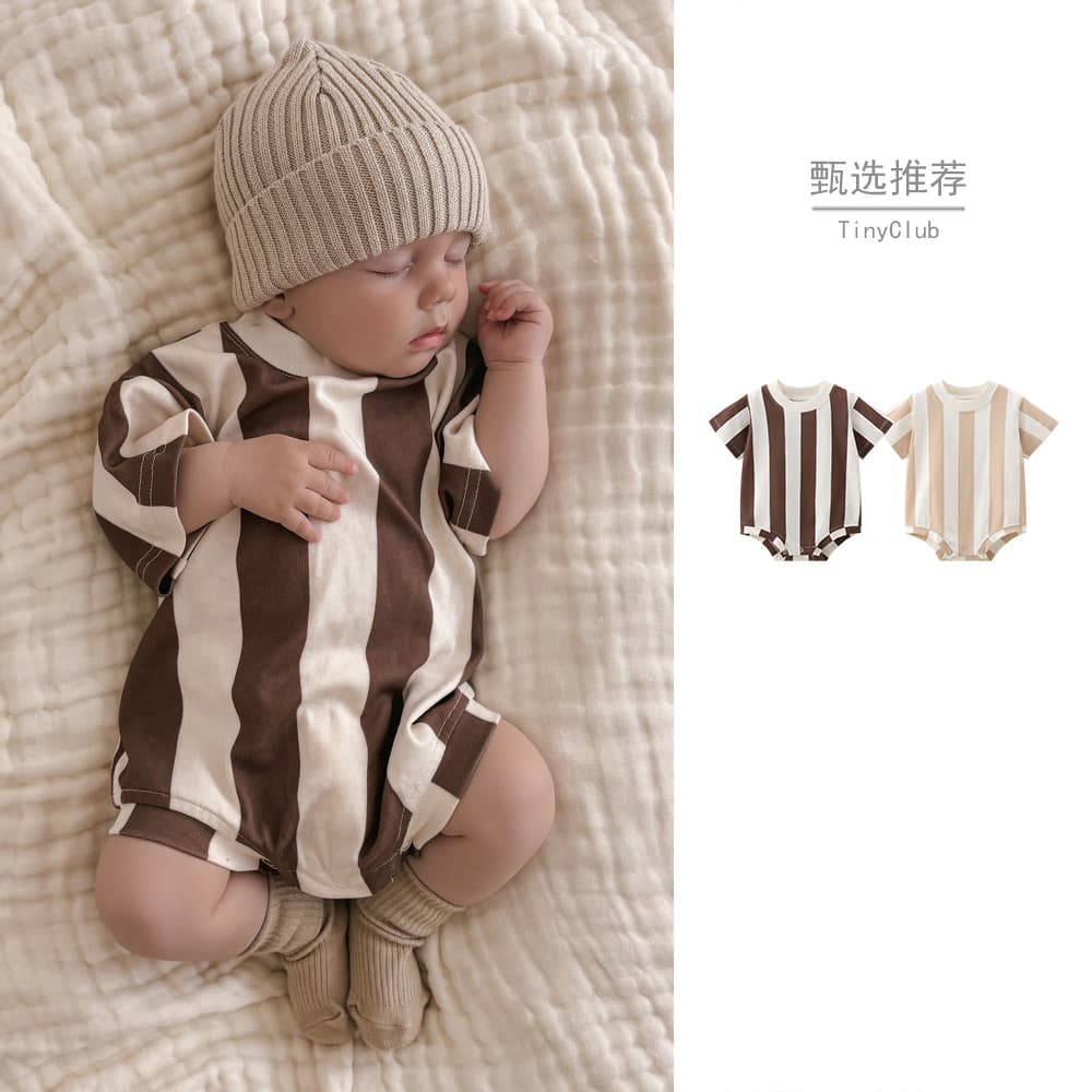 Bebê listrado roupas de bebê verão Casual solto estilo ocidental triângulo macacão bebê criança bonito Super bonito