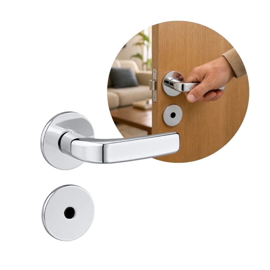Fechadura Alavanca 40 Banheiro Estilo Roseta Cromada MGM