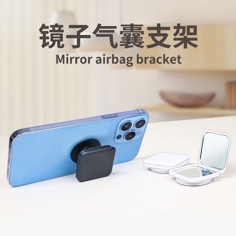 Suporte para espelho de maquiagem, espelho de dupla face com tampa articulada, suporte para celular com airbag, suporte