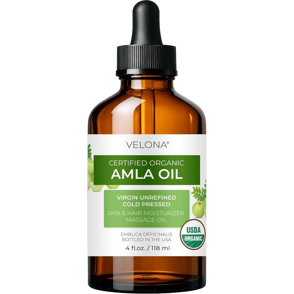 Óleo de Amla Velona Orgânico Certificado pelo USDA - 4 Fl Oz |   Óleo Carreador 100% Puro e Natural |   Extra Virgem, Nã