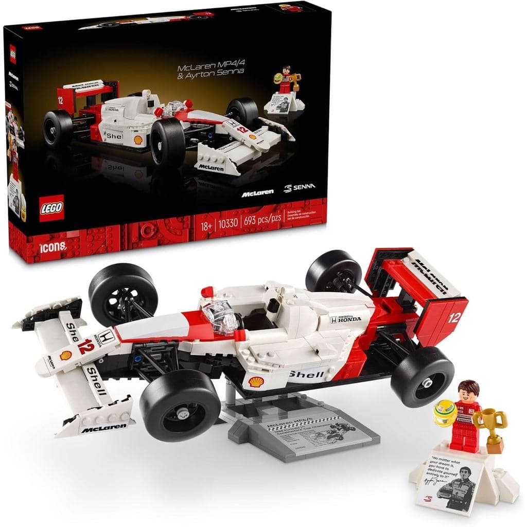 LEGO Icons McLaren MP4/4 & Ayrton Senna - Kit de Carro Modelo com Minifiguras - Conjunto de F1 McLaren Montável para Adu