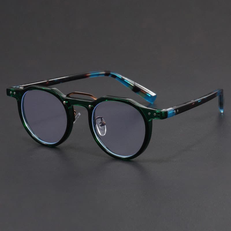 Imitação De Acetato Redondo Óculos Quadro Unisex Retro Japonês Ópticos Para Homens Mulheres Resistente Metal inset