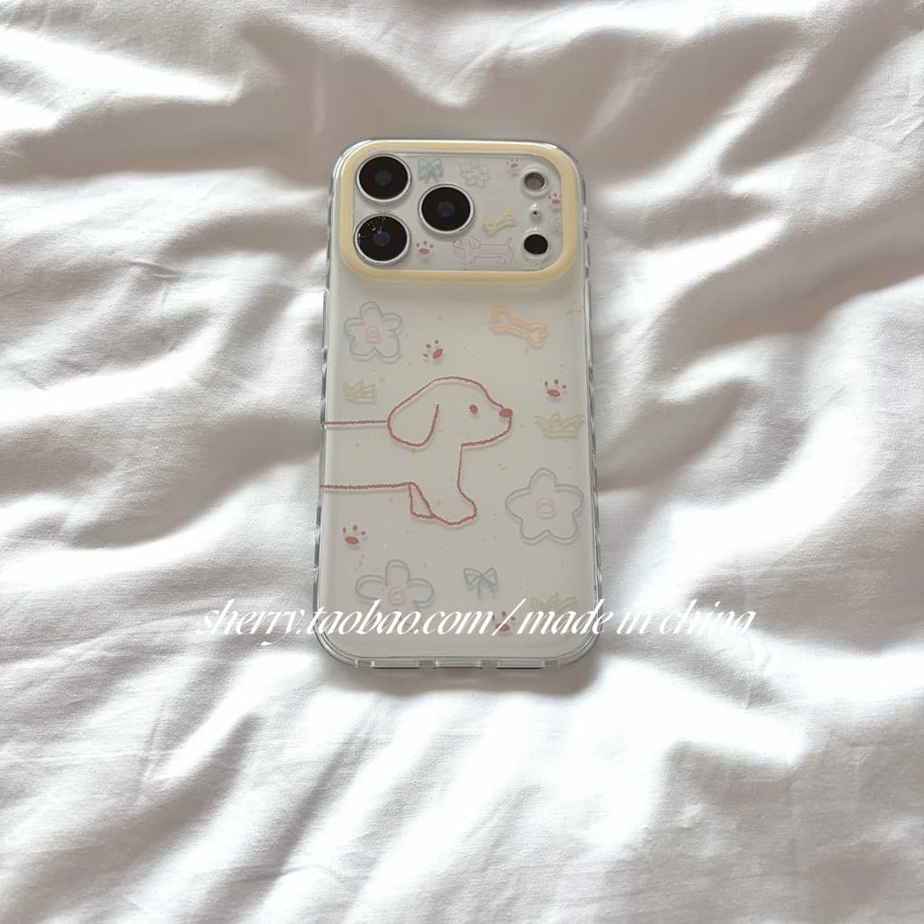 Huiwanju Linhas Coloridas Flores De Cachorro Para iPhone17ProMax Capa De Telefone iPhone16Pro/15 Pequena Fresca 14 Cartã