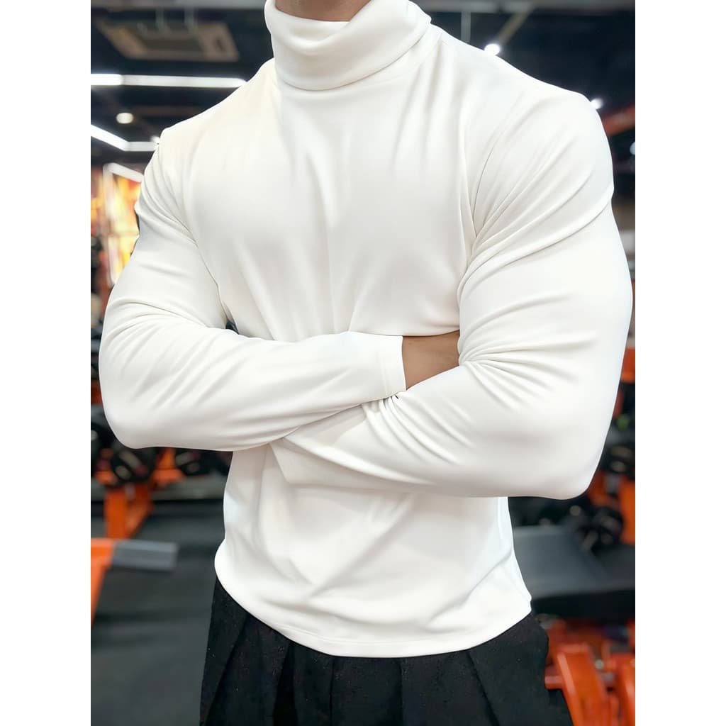 Branco gola alta alemão veludo camisa de fundo masculino outono inverno estilo americano fino ajuste Formal ombro manga