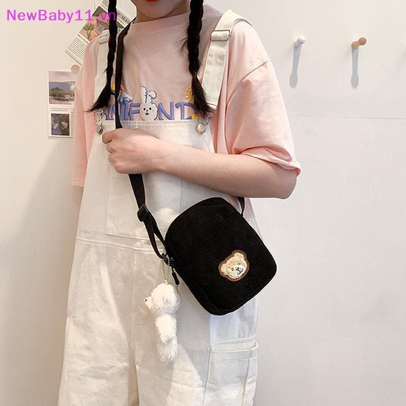 NewBaby Portátil Veludo Urso Telefone Crossbody Saco Do Móvel Moeda Bolsa Moda Cruz Pequeno De Mini VN