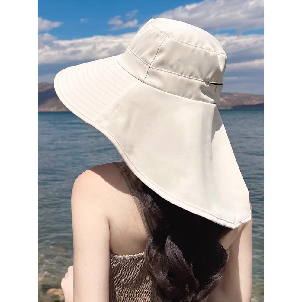 Chapéu protetor solar de aba grande feminino capa rosto xale Anti-ultravioleta verão sol equitação ao ar livre guarda-so