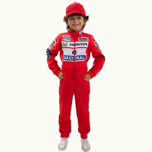 Fantasia Ayrton Senna Infantil Macacão Piloto Vermelho