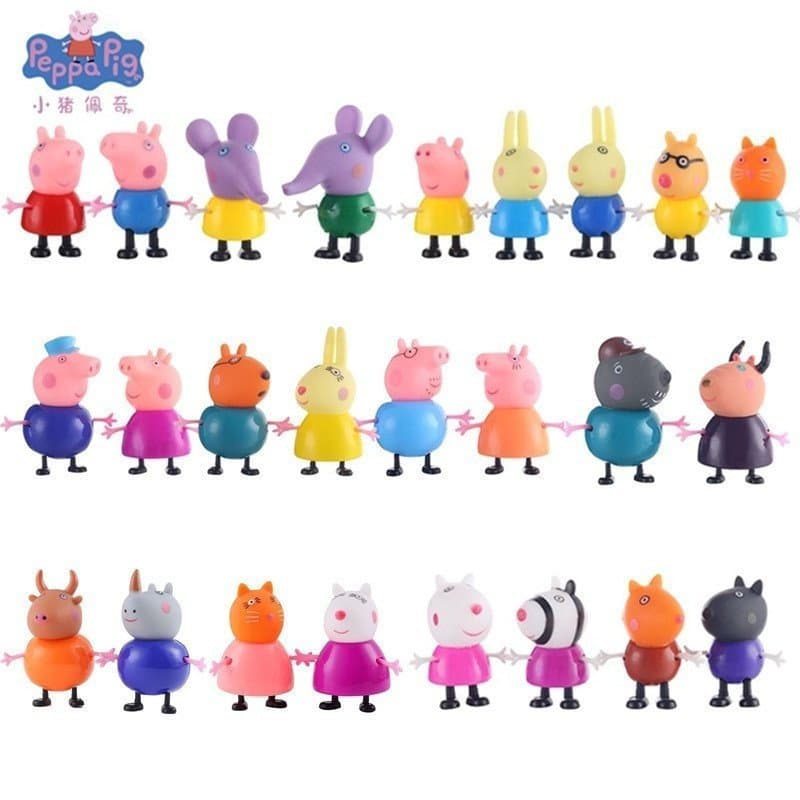 Em estoque: Conjunto de Brinquedos de Pelúcia Peppa Pig - Família Peppa Pig, Avós, Colegas, Professor, Antílope, George